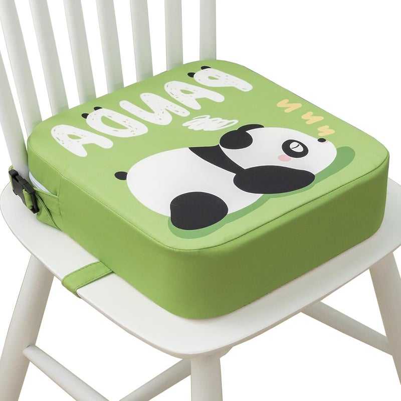 Eiury Toddler Booster Seat for Dining Table, Portable Kids Booster Seat with Safety Buckles Portable Increasing Booster Cushion with Non-Slip Bottom (Green Panda) - Image 1